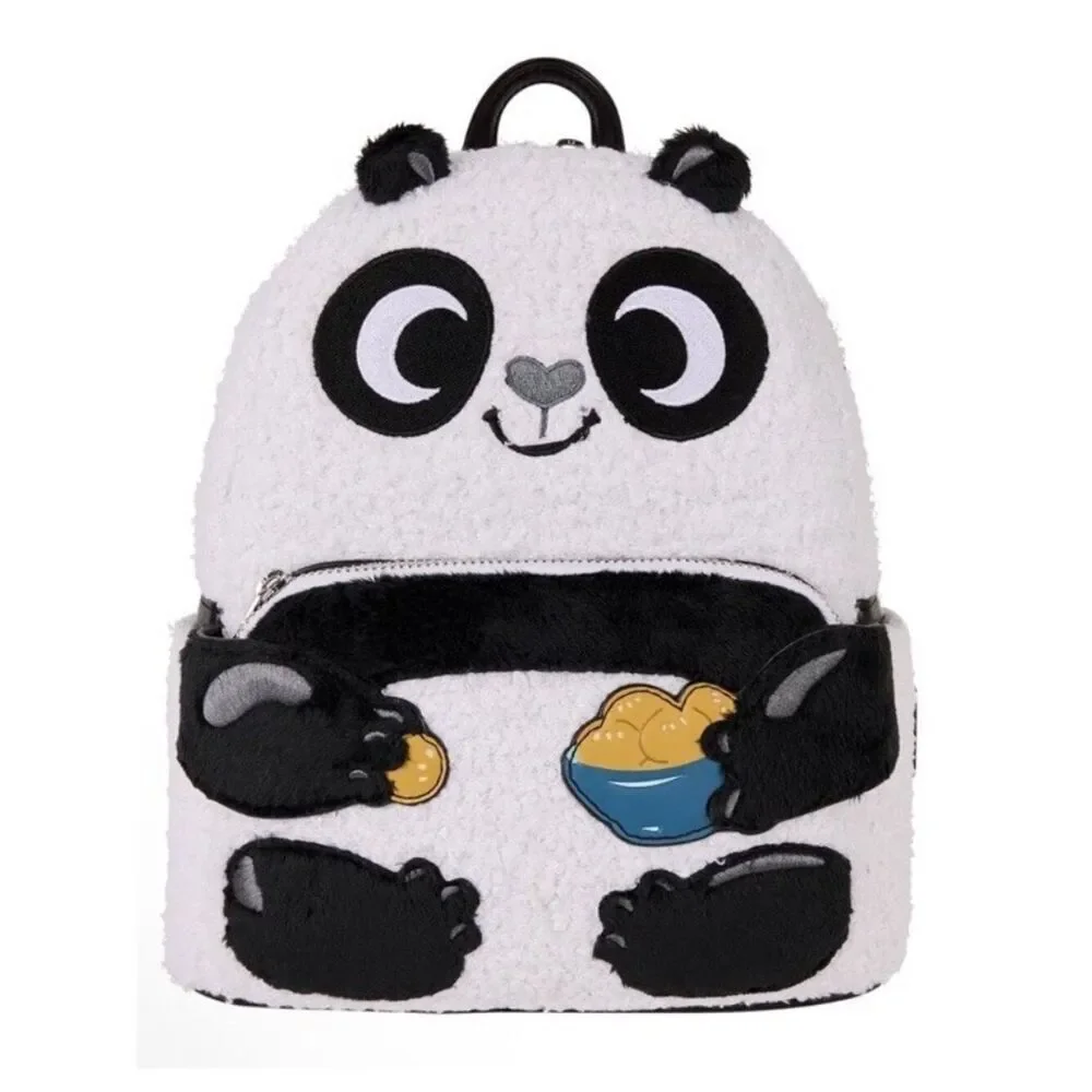 Loungefly Kung Fu Panda Po Dumpling Sherpa Mini Backpack Faux Fur Plush New